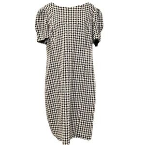 Andrew Marc Women's Black & White Checkered‎ Short Sleeve Sheath Dress, Size 16